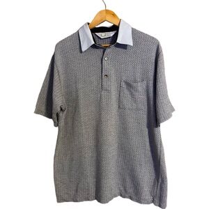 Vintage Palmland Club Collard Golf Polo Blue Retro Soft Knit Pattern Men’s Sz L